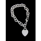Tiffany & Co Sterling Silver Heart Tag Charm Oval Link Chain Bracelet Size 6.75"