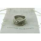 David Yurman Crossover 925 Sterling Silver 4 Row Pave Diamond Ring Size 6.25