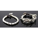 Lot Of 2 Uno de 50 Silver Plated Fish Bone Leather Bracelets