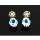 John Hardy Batu Sari 18k Gold Sterling Silver Blue Topaz Drop Dangle Earrings