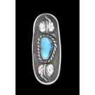 Old Pawn Navajo Native American Oxidized Sterling Silver Turquoise Pendant