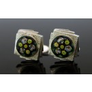 1970 Caithness Glass Millefiori Scotland Sterling Silver Paperweight Cufflinks
