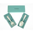 Vintage Tiffany & Co Cordis 925 Sterling Silver 2pc Fork Spoon Baby Set 4 1/8"