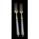 Antique Set Of 2 Hermann Friedrich Wilhelm Buckmann 750 Silver Vermeil Forks 8"