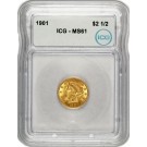 1901 $2.50 Liberty Head Quarter Eagle Gold ICG MS61 Uncirculated Coin