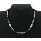 Judith Ripka JR Two 18k Gold Sterling Silver Black Onyx Diamond Chain Necklace 