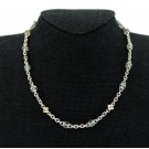Judith Ripka JR Two 18k Gold Sterling Silver White Topaz Diamond Chain Necklace 