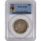 1833 50C Capped Bust Silver Half Dollar PCGS Secure Gold Shield XF40 Coin