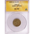 1858 1C Flying Eagle Cent Small Letters ANACS AU55 About Uncirculated Coin