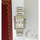 Cartier Tank Francaise Chronoflex 2303 28mm x 36mm 18k Gold Steel Quartz Watch
