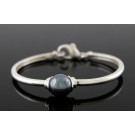 Vintage Signed Movado 925 Sterling Silver Hematite Bangle Bracelet 6.75"