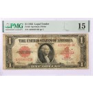 1923 $1 Large Size Legal Tender Note Red Seal Fr#40 PMG Choice Fine 15 Stained