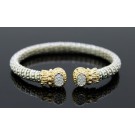 Alwand Vahan 14k Gold 925 Sterling Silver Pave Diamond Stackable Cuff Bracelet