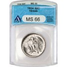 1934 50C Texas Independence Centennial Commemorative Half Dollar ANACS MS66 Gem