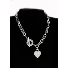 Tiffany & Co Sterling Silver Heart Tag Toggle Clasp Choker Necklace 16" Mono