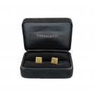 Vintage Pair Of Tiffany & Co 18k Gold Geometric Cube Square Textured Cufflinks