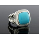 David Yurman Albion 925 Sterling Silver 16mm Turquoise Band Ring Size 7.25