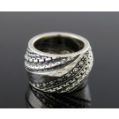 JAI By John Hardy 925 Sterling Silver Box Chain Hammered 13mm Band Ring Size 5
