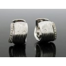 Signed Roberto Coin Elefantino 18k White Gold Diamond 19mm Huggie Hoop Earrings