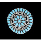 Larry Moses Begay Navajo Sterling Silver Petit Point Turquoise Brooch Pendant