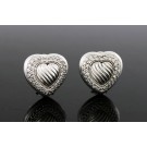 David Yurman 14k Gold Sterling Silver Pave Diamond Sculpted Heart Omega Earrings