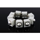 Signed Anton Michelsen Royal Copenhagen Sterling Silver White Porcelain Bracelet