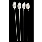 Set Of 4 Tiffany & Co Sterling Silver Mint Julep Iced Tea Leaf Straw Spoons 8.5"