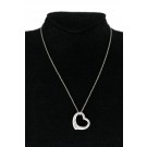 Tiffany & Co Elsa Peretti Sterling Silver 22mm Open Heart Diamond Necklace 16"
