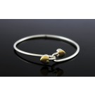 1990 Tiffany & Co 18k Gold Sterling Silver Double Heart Hook Bangle Bracelet 6.5