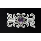 Vintage Rafael Melendez Taxco Mexico 980 Silver Cabochon Amethyst Brooch Pin