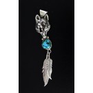 Running Bear Trading Gallup Native American 925 Sterling Turquoise Wolf Pendant