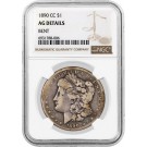 1890 CC Carson City $1 Morgan Silver Dollar NGC AG Details Bent Key Date Coin
