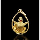 Vintage Henry Dankner 14k Yellow Gold Black Red Enamel Baby Chick Charm