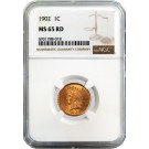 1902 1C Indian Head Cent NGC MS65 RD Red Gem Uncirculated Coin