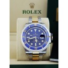 2019 Rolex Submariner 116613LB 40mm 18k Gold Steel Blue Dial Automatic Watch Box