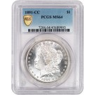 1891 CC Carson City $1 Morgan Silver Dollar PCGS MS64 Secure Gold Shield Coin