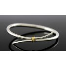 Signed Ed Levin Modernist 18k Gold Sterling Silver Bangle Bracelet 7"