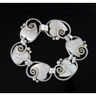 Vintage Georg Jensen Hand Wrought #113 Sterling Silver Leaf Vine Bracelet 6.75"