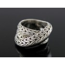 John Hardy Essential Wheat 925 Sterling Silver Crossover Ring Size 7