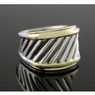 David Yurman Classic Cable 14k Gold Sterling Silver Cigar Band Ring Size 6