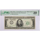 Series Of 1934 A $500 Note FRN Minneapolis Fr#2202-I IA Block PMG VF30 Stains, Stamp Ink