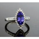 Signed Rhapsody 950 Platinum 2ct Tanzanite .50tcw Diamond Halo Ring Size 9