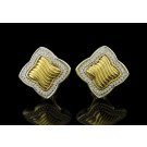 David Yurman 18k Yellow Gold 23.5mm Diamond Quatrefoil Clip Post Earrings