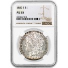 1887 S $1 Morgan Silver Dollar NGC AU55 About Uncirculated Key Date Coin #018