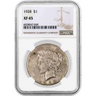 1928 $1 Silver Peace Dollar NGC XF45 Extremely Fine Key Date Coin