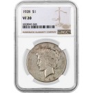 1928 $1 Silver Peace Dollar NGC VF20 Very Fine Key Date Coin