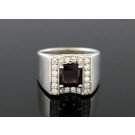 EFFY 925 Sterling Silver Rhodolite Garnet White Sapphire Ring Size 10