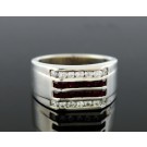EFFY 925 Sterling Silver Ruby White Sapphire Ring Size 10