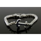 Effy Sterling Silver Blue Sapphire Anchor 5mm Box Chain Link Bracelet Size 7.75"