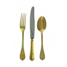 Christofle France Marly Gilded Gilt Gold 3pc Place Setting Set Fork Knife Spoon